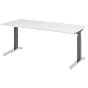 Hammerbacher Schreibtisch VXB, manuell höhenverstellbar, 85cm (H), 180x80cm (BxT), weiß / graphit 4032062172643 Hammerbacher 3 Stück