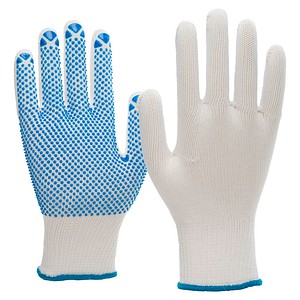 4059904101241 - Wemag - nitras StrickhandschuhSeeigelweiß einseitig blaue PVC-Noppen Gr11 (VE12)