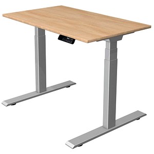 Kerkmann Move 1 stable elektrisch höhenverstellbarer Schreibtisch eiche hell rechteckig, T-Fuß-Gestell silber 100,0 x 60,0 cm