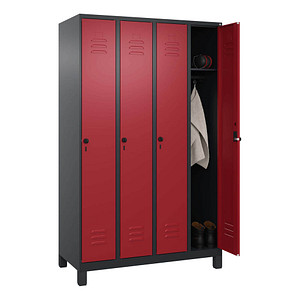 4068427429855 - Spind Classic Plus rubinrot schwarzgrau 080010-40 S10062 4 Schließfächer 1200 x 500 x 1950 cm 4068427429855 C+P-Möbel 4068427429855 - Spind Classic Plus rubinrot schwarzgrau 080010-40 S10062 4 Schließfächer 1200 x 500 x 1950 cm 4068427429855 C+P-Möbel