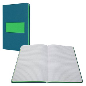 4004360770623 - SIGEL Notizbuch Linescape DIN A5 kariert mittelblau neon-grün Hardcover 176 Seiten