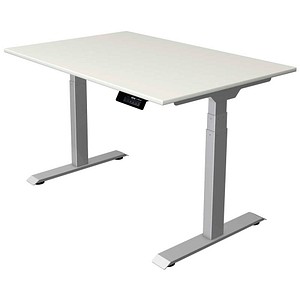 Kerkmann Move 1 stable elektrisch höhenverstellbarer Schreibtisch weiß rechteckig, T-Fuß-Gestell silber 120,0 x 80,0 cm