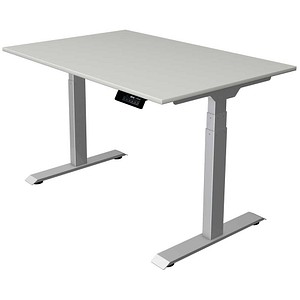 Kerkmann Move 1 stable elektrisch höhenverstellbarer Schreibtisch lichtgrau rechteckig, T-Fuß-Gestell silber 120,0 x 80,0 cm