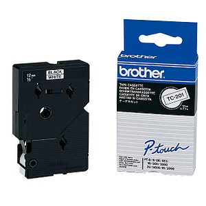 brother Beschriftungsband TC-201 TC201, 12 mm schwarz auf weiß brother Beschriftungsband TC-201 TC201, 12 mm schwarz auf weiß
