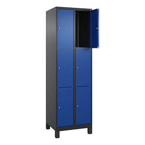 4068427433128 - Schließfachschrank Classic Plus enzianblau schwarzgrau 080010-203 S10034 6 Schließfächer 600 x 500 x 1950 cm 4068427433128 