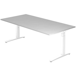 Hammerbacher Schreibtisch VXB, manuell höhenverstellbar, 85cm (H), 200x100cm (BxT), grau / weiß 4032062170830 Hammerbacher 5 Stück