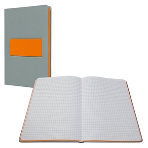 4004360770685 - SIGEL Notizbuch Linescape DIN A5 kariert hellgrau neon-orange Hardcover 176 Seiten