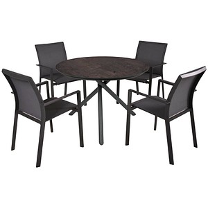 4041908130037 - Sitzgruppe SOPHIA 10 mittelgrau pfefferschwarz Metall 5-teilig 4041908130037 Garden Pleasure