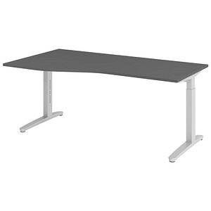 Hammerbacher Schreibtisch VXB, manuell höhenverstellbar, 85cm (H), 180x100cm (BxT), graphit / silber 4032062325933 Hammerbacher 4 Stück