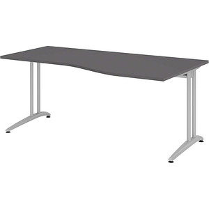 4032062321836 - BS18 Schreibtisch grafit Trapezform C-Fuß-Gestell silber 1800 x 800 1000 cm