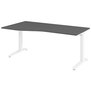 Hammerbacher Schreibtisch VXB, manuell höhenverstellbar, 85cm (H), 180x100cm (BxT), graphit / weiß 4032062326091 Hammerbacher 4 Stück