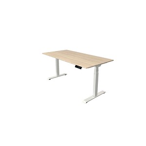 Kerkmann Move 1 stable elektrisch höhenverstellbarer Schreibtisch ahorn rechteckig, T-Fuß-Gestell weiß 160,0 x 80,0 cm