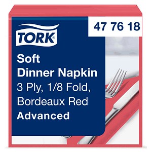 TORK Servietten Soft Dinner Advanced bordeaux 3-lagig 39,0 x 39,5 cm, 100 St.
