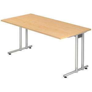HAMMERBACHER Prokura Schreibtisch ahorn rechteckig, C-Fuß-Gestell silber 160,0 x 80,0 cm
