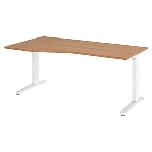 Hammerbacher Schreibtisch VXB, manuell höhenverstellbar, 85cm (H), 180x100cm (BxT), nussbaum / weiß 4032062326046 Hammerbacher 4 Stück