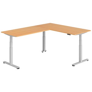 Hammerbacher Sitz-Steh-Schreibtisch VXDSM, elektrisch höhenverstellbar, 127cm (H), 240x180cm (BxT), buche / silber 4032062327180 Hammerbacher 7 Stück