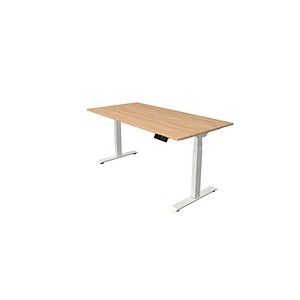 Kerkmann Move 1 stable elektrisch höhenverstellbarer Schreibtisch eiche hell rechteckig, T-Fuß-Gestell weiß 160,0 x 80,0 cm