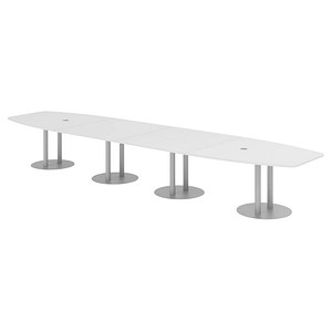 4032062315231 - HAMMERBACHER Konferenztisch KT52S weiß Tonnenform Rundrohr silber 5200 x 850 - 1300 x 740 cm