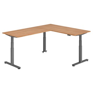 Hammerbacher Sitz-Steh-Schreibtisch VXDSM, elektrisch höhenverstellbar, 127cm (H), 240x180cm (BxT), nussbaum / graphit 4032062326725 Hammerba 7 Stück