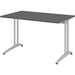 4032062321829 - BS16 Schreibtisch grafit rechteckig C-Fuß-Gestell silber 1600 x 800 cm