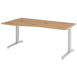 Hammerbacher Schreibtisch VXB, manuell höhenverstellbar, 85cm (H), 180x100cm (BxT), asteiche / silber 4032062326053 Hammerbacher 4 Stück
