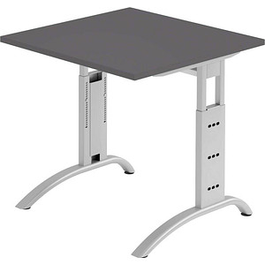 4032062321874 - FS08 höhenverstellbarer Schreibtisch grafit quadratisch C-Fuß-Gestell silber 800 x 800 cm