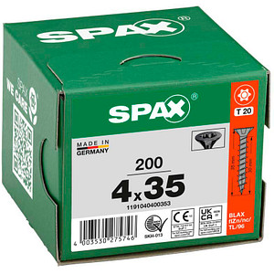 4003530275746 - Senkmultikopf T-Star Plus T20 Vollgewinde Schwarz Verzinkt 200St 4x35 - Spax 4003530275746 - Senkmultikopf T-Star Plus T20 Vollgewinde Schwarz Verzinkt 200St 4x35 - Spax
