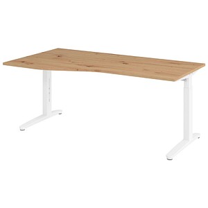 Hammerbacher Schreibtisch VXB, manuell höhenverstellbar, 85cm (H), 180x100cm (BxT), asteiche / weiß 4032062325827 Hammerbacher 4 Stück