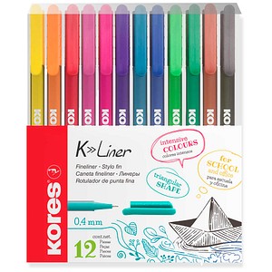 Kores® K- Fineliner farbsortiert 0,4 mm, 12 St.