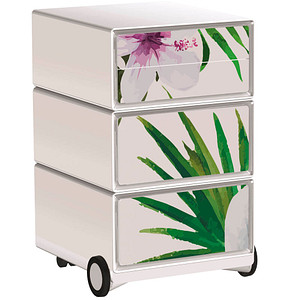 PAPERFLOW easyBox Tropical Rollcontainer weiß, bunt 60667 4 Auszüge 39,0 x 43,6 x 64,2 cm