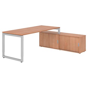 4032062332597 - Schreibtischkombination RSE19 höhenverstellbar  rechteckig nussbaum   silber 4032062332597 Hammerbacher