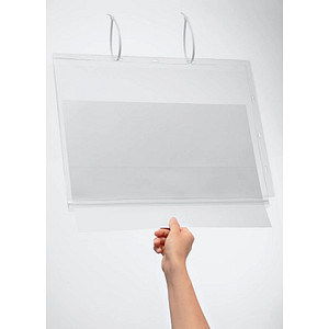 4005546730455 - Plakattasche DURABLE A3 Hoch- & Querformat 2-seitig für bis zu 2 Blatt Kabelbinder wasserdicht B 350 x T 06 x H 460 mm transparent 5 Stück