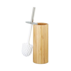 4052025222239 - Relaxdays - WC-Bürstenhalter Bambus runde Klobürstenhalterung fürs Bad Toilettenbürstenständer HxD 375x105 cm natur