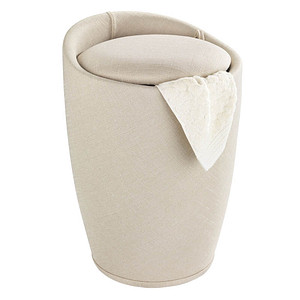 4008838215746 - WENKO Hocker Candy Beige Leinenoptik mit Wäschesack Badhocker mit abnehmbarem Wäschesammler Beige Kunststoff (ABS)  Polyester beige Polyester