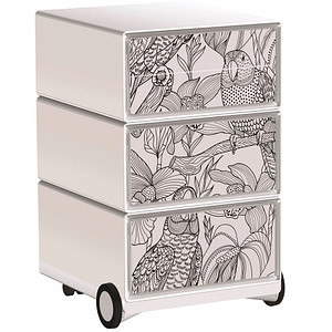 PAPERFLOW easyBox Tropical Rollcontainer weiß, bunt 62471 4 Auszüge 39,0 x 43,6 x 64,2 cm