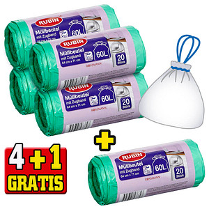 4305615566627 - 4 + 1 GRATIS Müllbeutel 600 l grün 4 Rollen + GRATIS 1 Rollen