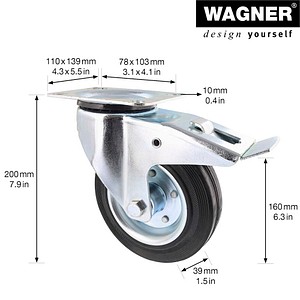 4001073009910 - Transportgeräte-Lenkrolle RO 7170 silber 4001073009910 WAGNER design yourself 4001073009910 - Transportgeräte-Lenkrolle RO 7170 silber 4001073009910 WAGNER design yourself