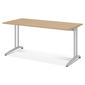HAMMERBACHER Altus Schreibtisch eiche rechteckig, C-Fuß-Gestell silber 160,0 x 80,0 cm