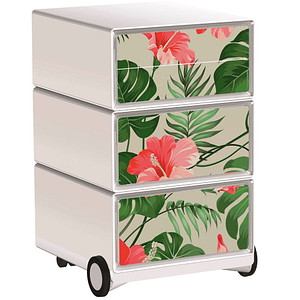 PAPERFLOW easyBox Tropical Rollcontainer weiß, bunt 62737 4 Auszüge 39,0 x 43,6 x 64,2 cm