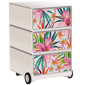 PAPERFLOW easyBox Tropical Rollcontainer weiß, bunt 62753 4 Auszüge 39,0 x 43,6 x 64,2 cm