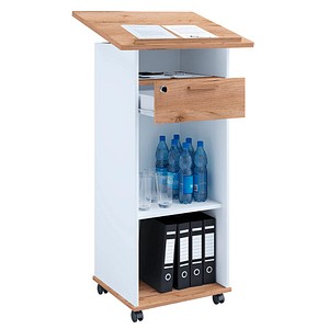 4051814430923 - Holz mobiles Rednerpult Maße ca H 108 bis 120 cm x B 60 cm x T 50 cm rollbar mit Schublade Stehtisch - Melta 4051814430923 - Holz mobiles Rednerpult Maße ca H 108 bis 120 cm x B 60 cm x T 50 cm rollbar mit Schublade Stehtisch - Melta