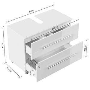 4251982676639 - Mondial Universal Unterbau auf Standfüßen 85 cm SoftClose weiss hochglanz