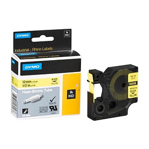 DYMO Schrumpfschlauch RHINO 18056, 12 mm schwarz auf gelb DYMO Schrumpfschlauch RHINO 18056, 12 mm schwarz auf gelb