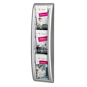 3660141239652 - Prospektwandhalter Paperflow Quickfit 5 Fächer im Format DIN 1 3 A4 B 168 x T 95 x H 650 mm Polystyrol alufarben 3660141239652 - Prospektwandhalter Paperflow Quickfit 5 Fächer im Format DIN 1 3 A4 B 168 x T 95 x H 650 mm Polystyrol alufarben