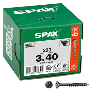 SPAX® Universalschrauben T10 Senkkopf BLAX 0191040300403 3 mm x 40 mm, 200 St.