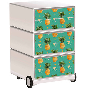 PAPERFLOW easyBox Tropical Rollcontainer weiß, bunt 60699 4 Auszüge 39,0 x 43,6 x 64,2 cm