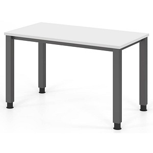 Hammerbacher Schreibtisch VQS, manuell höhenverstellbar, 81cm (H), 120x67,2cm (BxT), Weiß / graphit 4032062311479 Hammerbacher