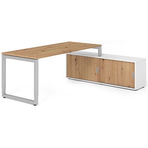 4032062332757 - Schreibtischkombination RSE19 höhenverstellbar 72-81cm (H) 160x80cm (BxT) rechteckig asteiche   silber 4032062332757 Hammerb