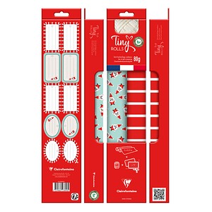 3329682238905 - Geschenkverpackungs-Set Clairefontaine 2 Tinyrollen Geschenkpapier L 5 m x B 350 mm Geschenkband L 20 m & 10 Geschenkanhänger