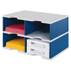 styro Sortierstation Styrodoc Jumbo Grundeinheit grau/blau mit 4 Fächern styro Sortierstation Styrodoc Jumbo Grundeinheit grau/blau mit 4 Fächern